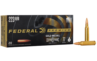 Federal Gold Medal, 223 Remington, 77 Grain, Open Tip Match, 20 Round Box GM223OTM3