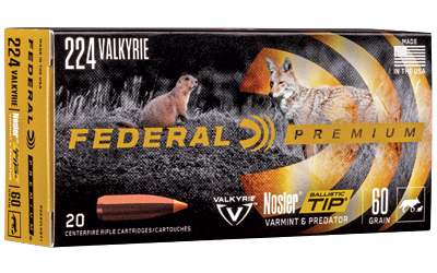 Federal Premium, 224 Valkyrie, 60 Grain, Nosler Ballistic Tip, 20 Round Box P224VLKBT1