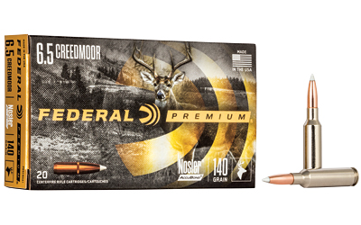 Federal Premium, 6.5 Creedmoor, 140 Grain, Nosler AccuBond, 20 Round Box P65CRDA1