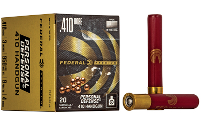 Federal Personal Defense, 410 Bore, 3", Buckshot, 9 Pellets, 20 Round Box, Designed for Handgun PD413JGE4B