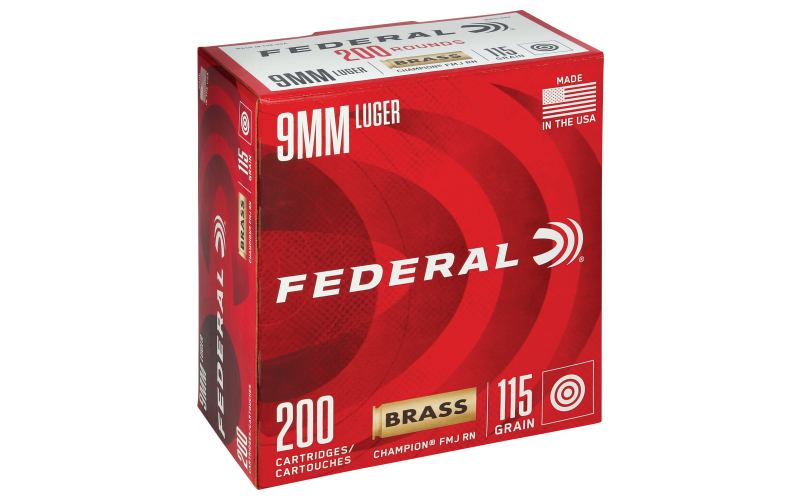 Federal Champion, 9MM, 115 Grain, Full Metal Jacket, 200 Round Box WM51992