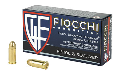 Fiocchi Ammunition Centerfire Pistol, 32ACP, 73 Grain, Full Metal Jacket, 50 Round Box 32AP