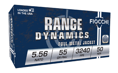 Fiocchi Ammunition Rifle, 5.56 NATO, 55 Grain, Full Metal Jacket Boat Tail, M193, 50 Round Box 556M193L