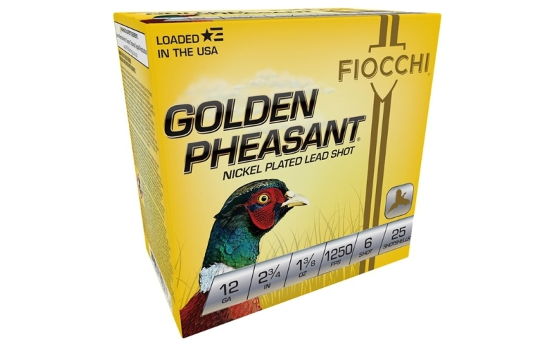 Fiocchi Ammunition 12 gauge 2-3/4'' 1-3/8 oz #6 nickel plated shot 25/box