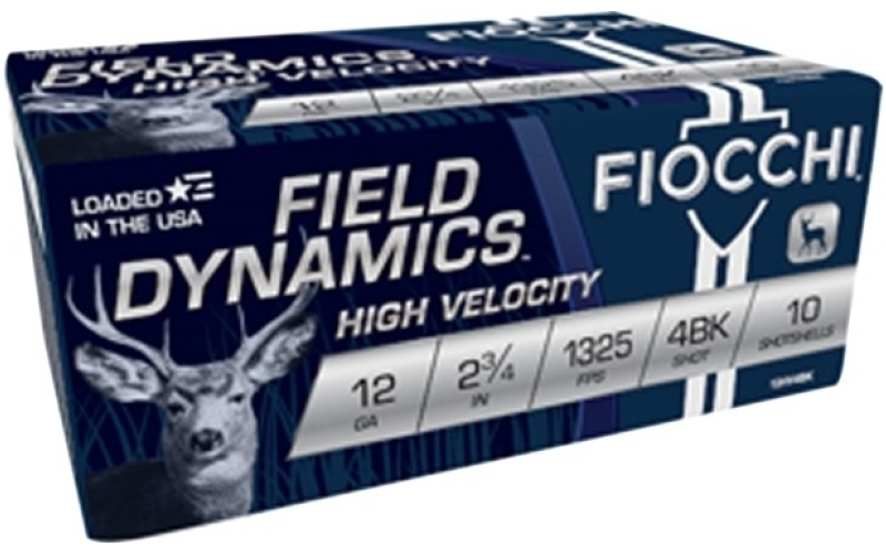 Fiocchi Ammunition 12 gauge 2-3/4'' 27 pellets #4 buckshot 10/box