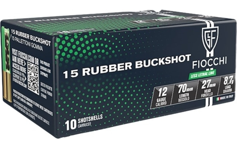 Fiocchi Ammunition 12 gauge 2-3/4'' 15 pellet 00 rubber buck 10/box