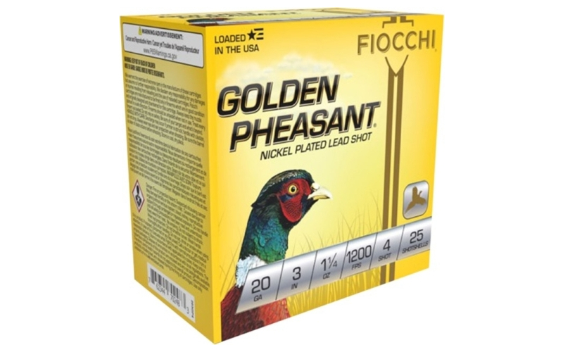 Fiocchi Ammunition 20 gauge 3'' 1-1/4 oz #4 nickel plated shot 25/box