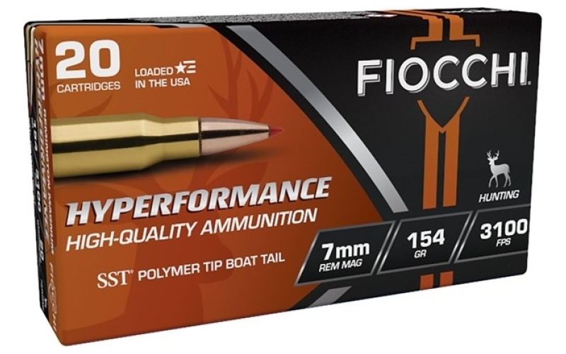 Fiocchi Ammunition 7mm remington magnum 154gr hornady super shock tip 20/box