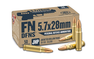FN America Personal Defense, 5.7X28mm, 30 Grain, Jacketed Hollow Point, 50 Round Box 10700030