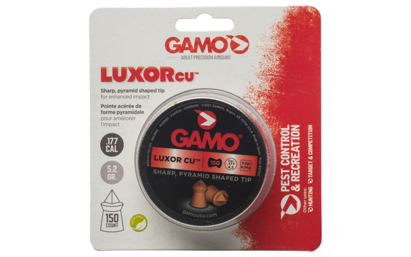 Gamo USA Luxor Cu Sharp Pyramid, Pellets, .177 Pellet, Sharp Nose, Tin, 150 Count 632282054