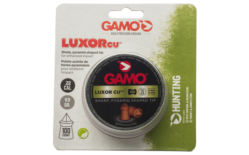 Gamo USA Luxor Cu Sharp Pyramid, Pellets, .22 Pellet, Sharp Nose, Tin, 100 Count 632282154