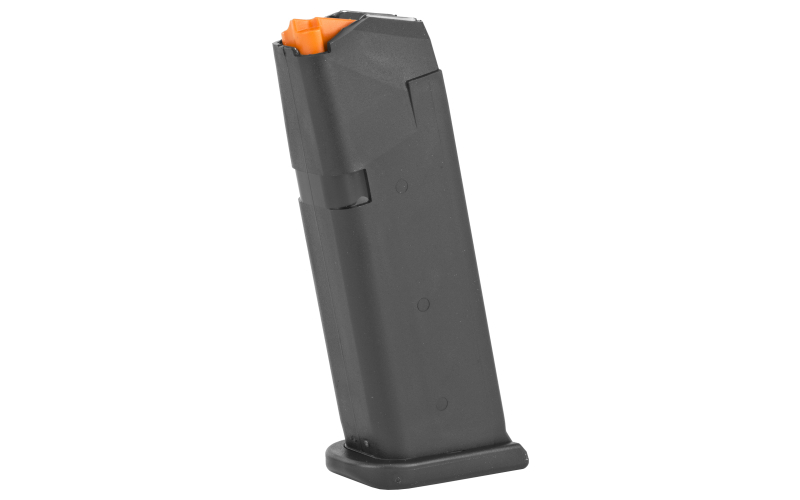 Glock OEM Magazine, 9MM, 15 Rounds, Fits GLOCK 19, Cardboard Style Packaging, Orange Follower, Gen5, Black 33812