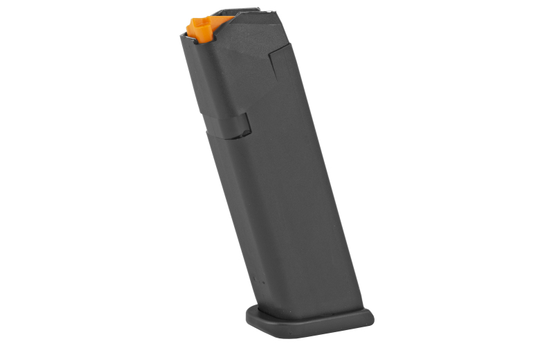 Glock OEM Magazine, 9MM, 17 Rounds, Fits GLOCK 17/34 Gen 5 and Prior Generations, Cardboard Style Packaging, Orange Follower, Black 33814
