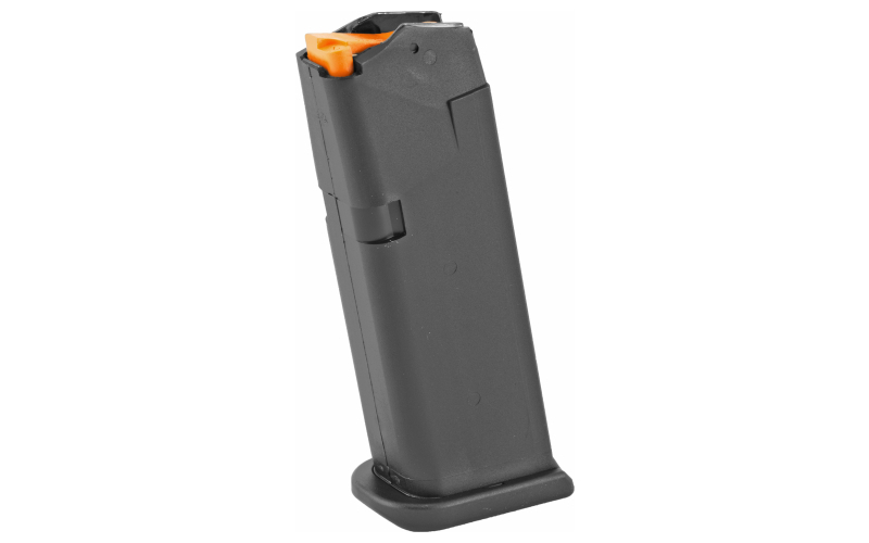 Glock OEM Magazine, 9MM, 10 Rounds, Fits GLOCK 19, Cardboard Style Packaging, Polymer, Black, Orange Follower, Gen5 47289