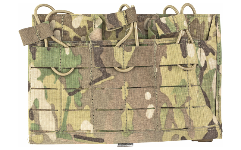 Grey Ghost Gear Compact Triple Mag Panel 5.56, Mag Pouch, Fits AR-15 Magazines, Laminate Nylon, Includes a Bungee Retention Strap to Allow for Silent Removal of your Magazine, Attaches to any MOLLE/PALS Style Webbing with the Included MALICE Clips, Multicam GTG0384-5