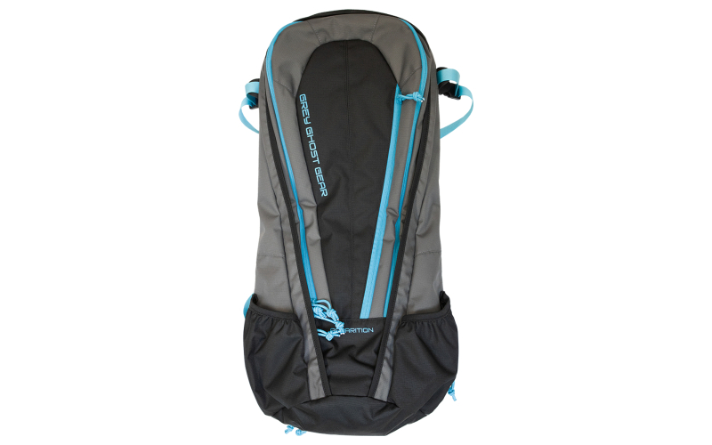 Grey Ghost Gear Apparition SBR Bag, Backpack, Can Fit a 10.5" or Shorter SBR,  Black And Grey With Cyan Zips, 27"H Without Extended Bottom/33"H With Extended Bottom X 12"W X 4"D GTG5874-2-49