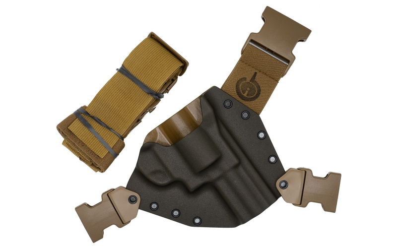 GunfightersINC Kenai Chest Holster, Kydex Shell, Nylon Harness, Fits Smith & Wesson N-Frame Revolver, Gray Shell, Coyote Brown Harness, Right Hand KN-SWN-040221