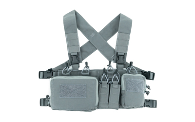 Haley Strategic Partners DC3R-H, Chest Rig, Supports .308 Platforms, Nylon Construction, Gray, Includes (4) Rifle Magazine Pouches, (2) Pistol Pouches, (1) Large Pouch, (1) Small Pouch D3CRH-1-1-GRY