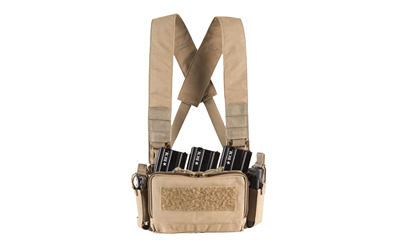 Haley Strategic Partners D3CR Micro, Chest Rig, Nylon Construction, Coyote Brown, Includes (1) Large Open Pouch, (2) Pistol Magazines, (1) Pouch D3CRM-1-1-COY
