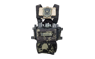 Haley Strategic Partners D3CR Micro, Chest Rig, Nylon Construction, Multicam Black, Includes (1) Large Open Pouch, (2) Pistol Magazines, (1) Pouch D3CRM-1-1-MCB