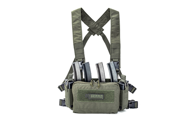Haley Strategic Partners D3CR Micro, Chest Rig, Nylon Construction, Ranger Green, Includes (1) Large Open Pouch, (2) Pistol Magazines, (1) Pouch D3CRM-1-1-RG