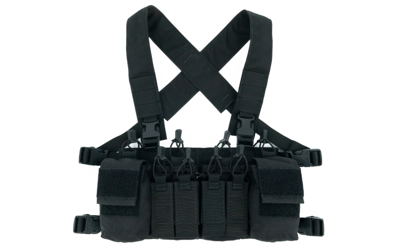 Haley Strategic Partners D3CRX, Chest Rig, Nylon Construction, Black, Includes (4) Rifle Magazine Pouches, (4) Pistol Pouches, (2) Pouches D3CRX-1-1-BLK