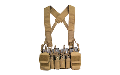 Haley Strategic Partners D3CRX, Chest Rig, Nylon Construction, Coyote Brown, Includes (4) Rifle Magazine Pouches, (4) Pistol Pouches, (2) Pouches D3CRX-1-1-COY