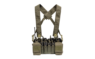 Haley Strategic Partners D3CRX, Chest Rig, Nylon Construction, Ranger Green, Includes (4) Rifle Magazine Pouches, (4) Pistol Pouches, (2) Pouches D3CRX-1-1-RG