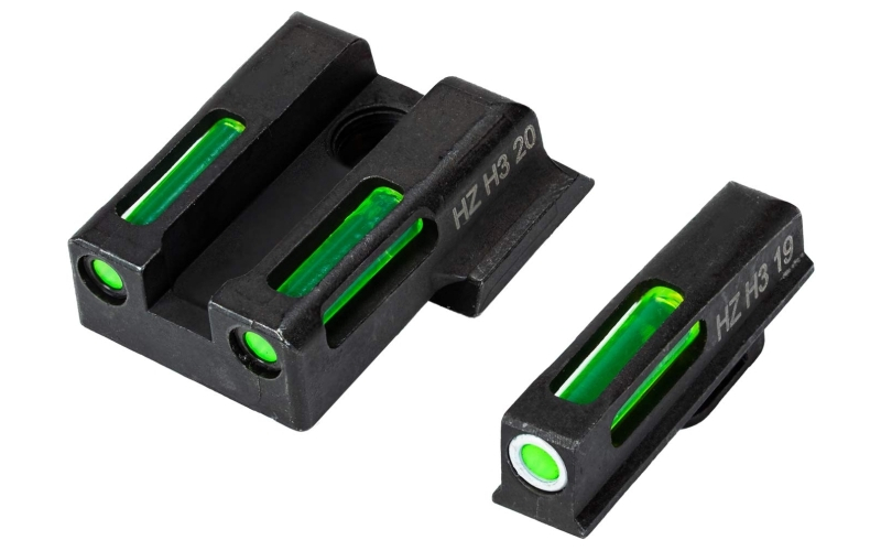 Hi-Viz LightWave H3, Fits Smith & Wesson M&P 380 SHIELD EZ, Tritium/Fiber Optic Night Sights, Green Front with White Ring and Green Rear EZN321