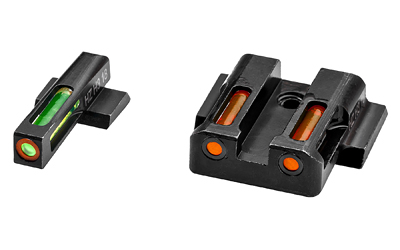 Hi-Viz LiteWave H3 Tritium/Litepipe Night Sights, Fits M&P Shield 9MM, 40S&W and 45 Calibers, Green Front w/White Front Ring, Orange Rear MPSN421