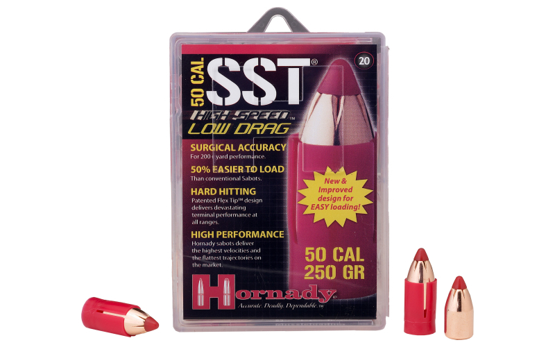 Hornady SST-ML, Low Drag Sabot, Muzzleloader Bullets, .50 Cal Low Drag Sabot with .45 Cal 250 Grain SST, Flex Tip, 20 Rounds Per Pack, 200 Rounds Per Case 67273