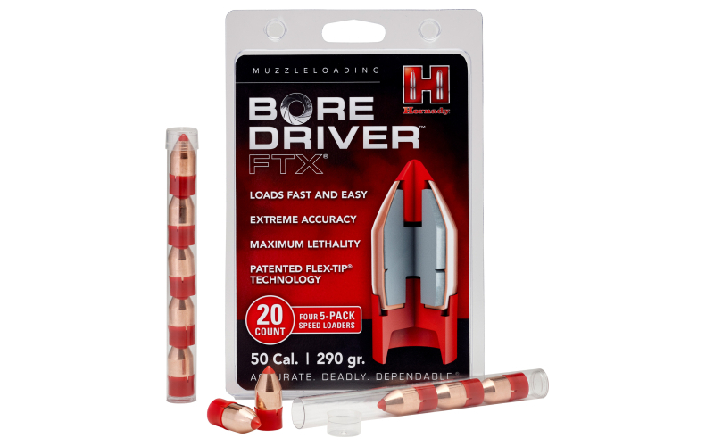 Hornady Bore Driver, FTX, .50 Cal, 290 Grain, FTX Tip, 20 Rounds Per Box, 200 Rounds Per Case 67713