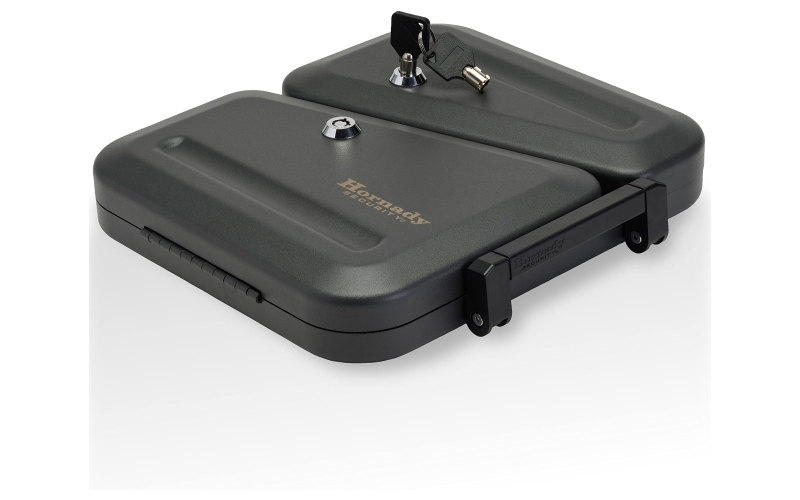 Hornady Dual-Lid Lock Box, Foam Interior, 2 Keyed Alike Locks, 11"x10"x2" Exterior Dimensions, Includes Steel Security Cable 95229