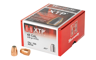 Hornady XTP, .451 Diameter, 45 Caliber, 230 Grain, Hollow Point, 100 Count 45160