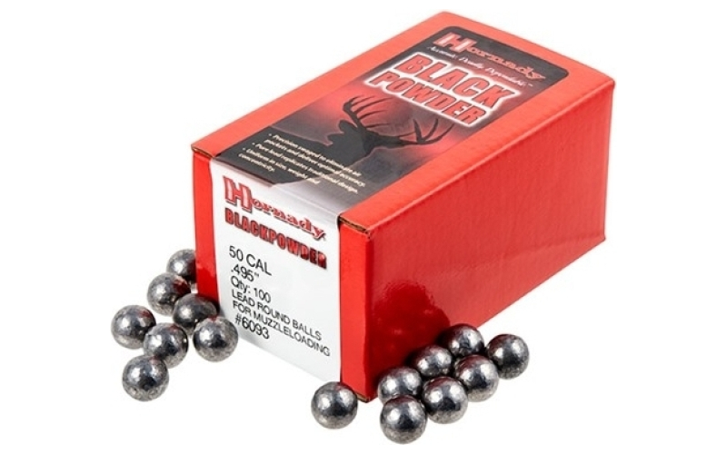 Hornady Round balls 50 cal (.495'') lead round ball 100/box
