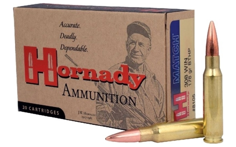 Hornady 308 winchester 178gr hollow point boat tail 20/box