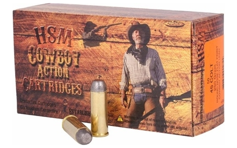 Hsm Ammunition 45 colt 200gr lead round nose flat point 50/box