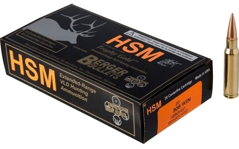 Hsm Ammunition 308 winchester 168gr vld hunting 20/box