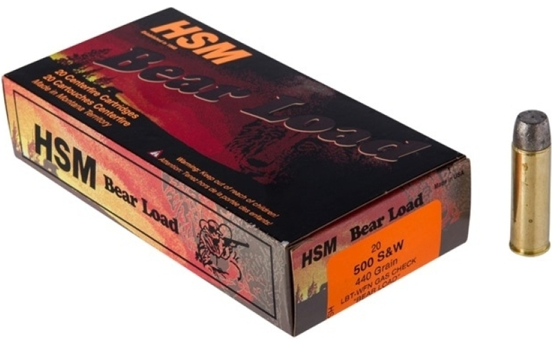 Hsm Ammunition 500 s&w 440gr lead flat nose gas check 20/box