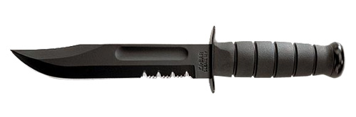 KA-BAR Knives KA-BAR, Fixed Blade Knife, 7" Blade Length, 11.875 Overall Length, Clip Point, Includes Glass Filled Nylon Sheath, 1095 Cro-Van/Black, Black Kraton G Handle, Combo Edge 1214