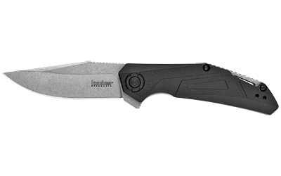 Kershaw Camshaft, 3" Folding Knife/Assisted, Clip Point, Plain Edge, 4CR13 Stonewashed, Black Glass-Filled Nylon Handle 1370