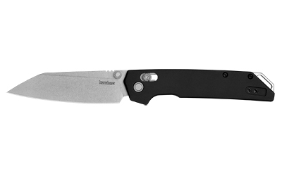 Kershaw Sanctum, Folding Knife, Flipper Assisted Opening, Plain Edge, D2 Steel, Stonewashed Finish, Silver, Anodized 6061-T6 Aluminum Handle, 3.4" Blade, 7.9" Overall Length, Includes Deep Carry Pocket Clip, Dura Lock 2038R