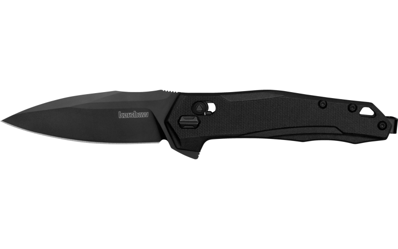 Kershaw Monitor, Folding Knife, Flipper Assisted Opening, Plain Edge, D2 Tool Steel, Black Oxide Coating, Glass Filled Nylon Handle, 3" Blade, 7.2" Overall Length, Includes Deep Carry Pocket Clip 2041
