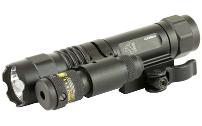 Leapers, Inc. - UTG AccuShot, Flashlight, Fits Picatinny, LED Weapon Flashlight with Adjustable Red Laser, 400 Lumen, with Quick Detach Mount, Black Finish LT-ELP38Q-A