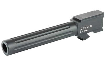 Lone Wolf Distributors AlphaWolf Barrel, 9MM, Salt Bath Nitride Coated, Fluted, 416R Stainless Steel, Conversion to 9mm Stock Length, Fits Glock 22/31, Made in the USA AW-229N