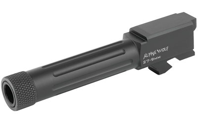 Lone Wolf Distributors AlphaWolf Barrel, 9MM, Salt Bath Nitride Coated, Threaded/Fluted, 416R Stainless Steel, Conversion to 9mm Stock Length, Fits Glock 27/33, Includes Thread Protector, Made in the USA AW-279TH