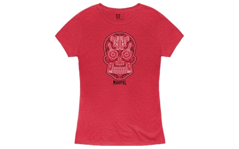 Magpul Industries Women's sugar skull blend t-shirt 2xl red heahter