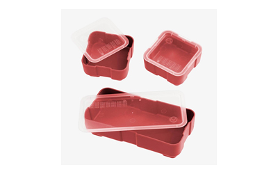 Magpul Industries DAKA Bins, 2X2 and 2X4 Set, Compatible with DAKA GRID Organizer Panels, 2X2 Measures 3.2"x3.2"x1.3" and 2X4 Measures 3.2"x6.9"x1.3" Internal, Matte Finish, Red, (1)-2X4 Bin and (2)-2X2 Bins Included MAG1389-RED