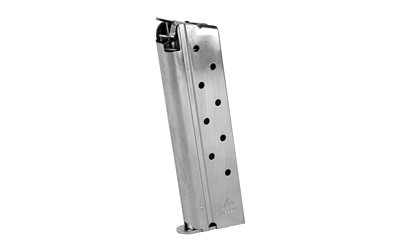 Mec-Gar USA Magazine, 10MM, 8 Rounds, Fits 1911, Nickel Finish MGCGOV10N