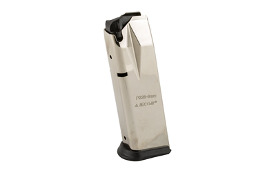 Mec-Gar USA Pistol Magazine, 9MM, 15 Rounds, Fits Sig P228 Pistols, Steel, Silver, Nickel Finish MGP22815N